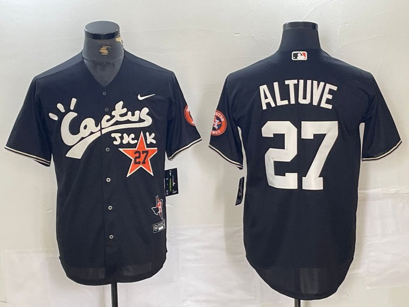Men's Houston Astros Jose Altuve Black Cactus Jack Cool Base Jersey