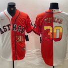 Men's Houston Astros Kyle Tucker White Orange Split Stitched Baseball Jersey