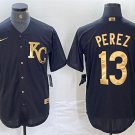 Men's Kansas City Royals Salvador Perez Black Cool Base Stitched Jersey