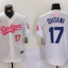 Men's LA Dodgers Shohei Ohtani White Pink Vin & Kobe Patch Jersey
