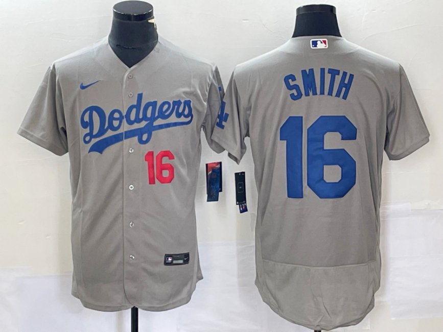 Mens LA Dodgers Will Smith Flex Baseball Jersey grey