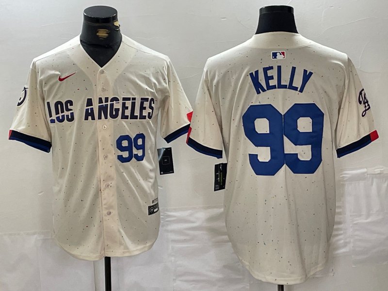 Men's Los Angeles Dodgers Joe Kelly Number Cream 2024 City Baseball Jersey