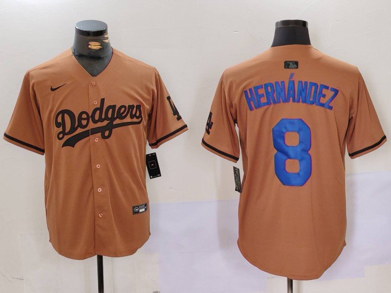Men's Los Angeles Dodgers Kike Hernandez Olive Cool Base Limited Stitched Jersey