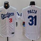 Men's Los Angeles Dodgers Mike Piazza Number White Flex Base Stitched Jersey