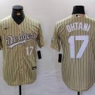 Men's Los Angeles Dodgers Shohei Ohtani Number Cream Pinstripe Cool Baseball Jersey