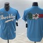 Men's Los Angeles Dodgers Team Big Logo Light Blue Throwback Cool Baseball Jersey