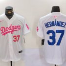 Men's Los Angeles Dodgers Teoscar Hernandez White Pink Vin & Kobe Patch Jersey 3