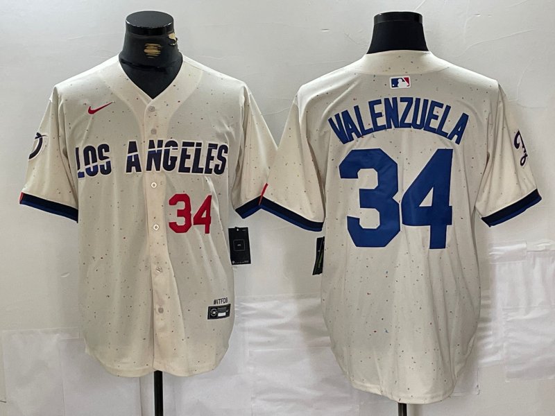 Men's Los Angeles Dodgers Toro Valenzuela Number Cream 2024 City Jersey