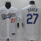 Men's Los Angeles Dodgers Trevor Bauer White Gold Champions Patch Jersey