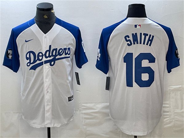Men's Los Angeles Dodgers Will Smith Blue Vin Patch Cool Baseball Jersey