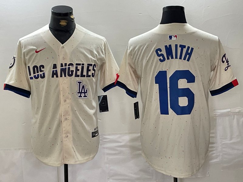 Men's Los Angeles Dodgers Will Smith Cream City Stitched Baseball Jersey