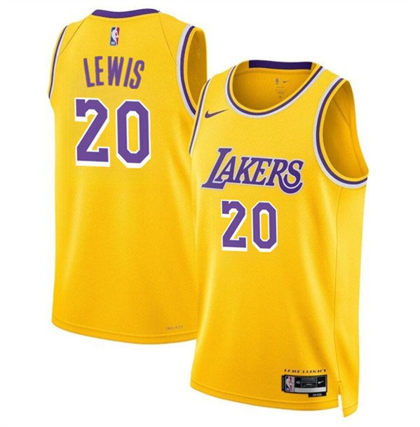 Men's Los Angeles Lakers Maxwell Lewis Yellow 2024 Icon Edition Stitched Basketball Jersey