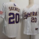 Mens LSU Tigers Paul Skenes Nike White Pinstripe 2023 College Baseball Jersey