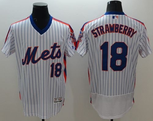 Men's Mets Darryl Strawberry White Cooperstown Flex Baseball Jersey