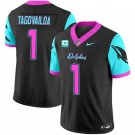 Mens Miami Dolphins #1 Tua Tagovailoa Balck 2024 F.U.S.E. With C Patch Football Jersey