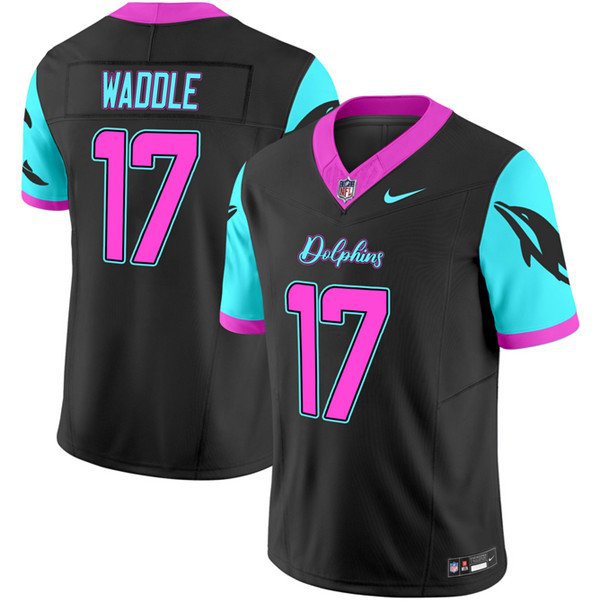 Mens Miami Dolphins #17 Jaylen Waddle Balck F.U.S.E. Miami Vice Vapor Football Jersey