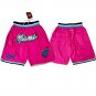 Men's Miami Heat Pink Embroidered Basketball Zipper Pockets Shorts