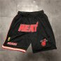 Men's Miami Heat Stitched Black Basketball Zipper Pockets Shorts