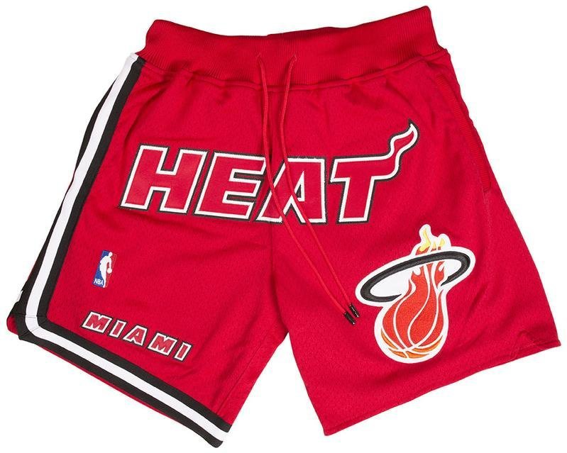 Men's Miami Heat Stitched Red Basketball Zipper Pockets Shorts
