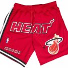 Men's Miami Heat Stitched Red Basketball Zipper Pockets Shorts