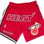 Men's Miami Heat Stitched Red Basketball Zipper Pockets Shorts