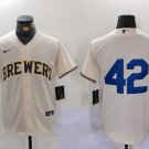 Men's Milwaukee Brewers Jackie Robinson Cream Cool Base Stitched Jersey