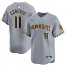 Men's Milwaukee Brewers Jackson Chourio Gray 2024 Away Limited Stitched Baseball Jersey