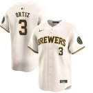 Men's Milwaukee Brewers Joey Ortiz Cream 2024 Home Limited Baseball Stitched Jersey