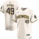 Men's Milwaukee Brewers Thyago Vieira Cream Home Limited Baseball Stitched Jersey