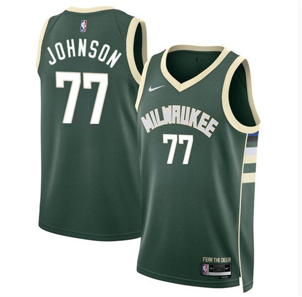 Men's Milwaukee Bucks AJ Johnson Green 2024 Draft Icon Edition Jersey