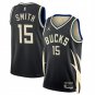 Men's Milwaukee Bucks Tyler Smith Black 2024 Draft Statement Edition Stitched Jersey