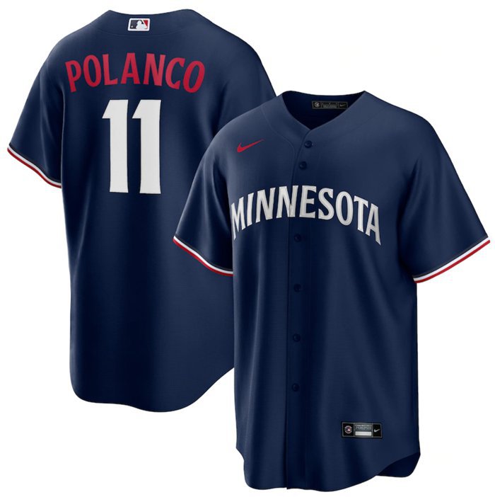 Men's Minnesota Twins Jorge Polanco Navy Cool Base Stitched Jersey