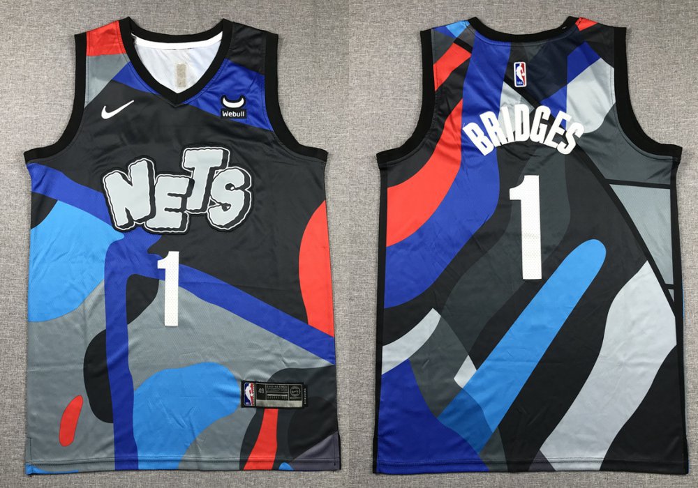 Men's Nets Mikal Bridges Stitched City Basketball Jersey 2024