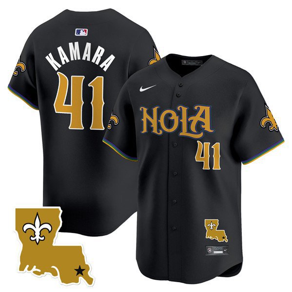 Men's New Orleans Saints Alvin Kamara Black Cool Base Stitched Baseball Jersey