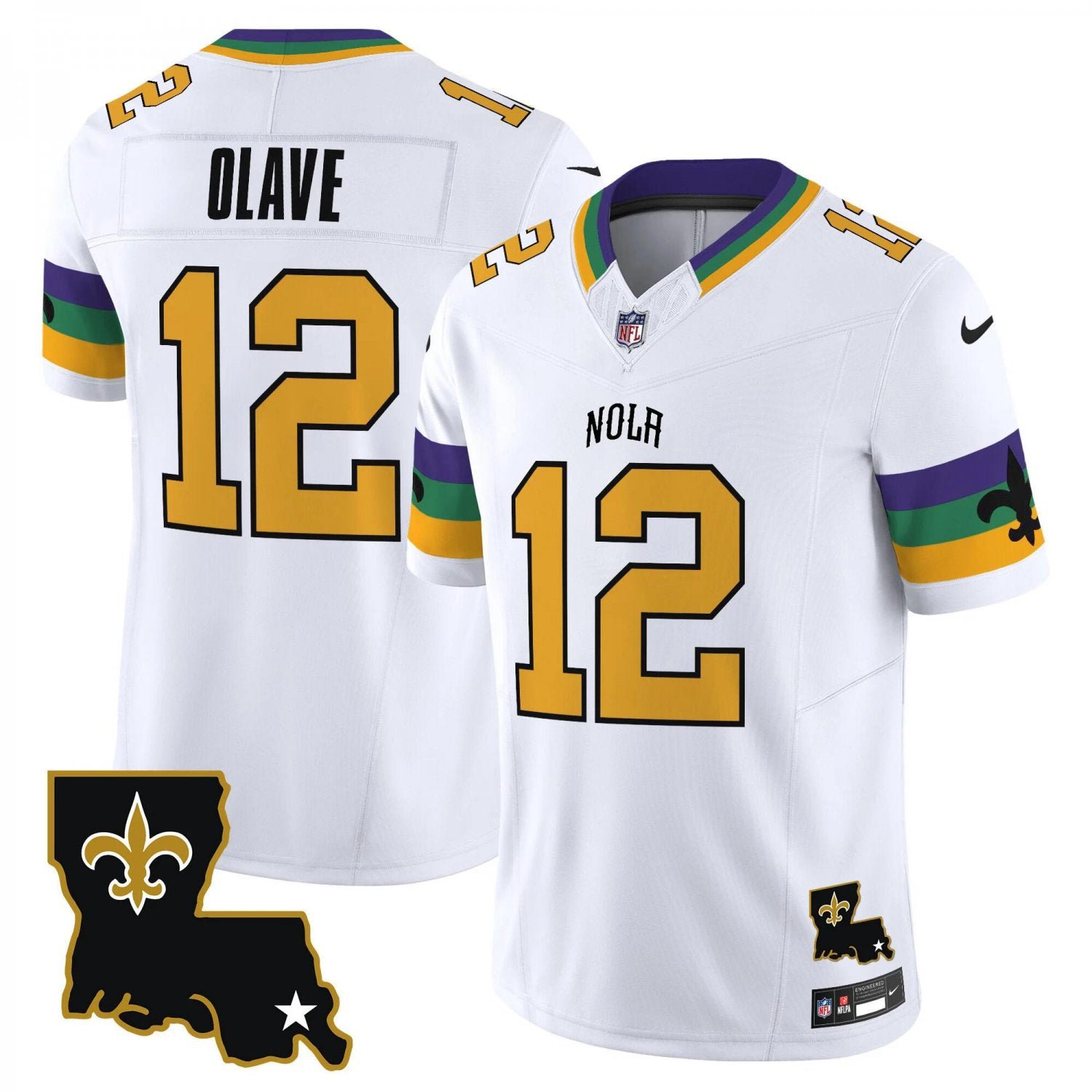 Mens New Orleans Saints Chris Olave White 2024 F.U.S.E. Vapor Limited Football Jersey