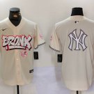 Mens New York Yankees Blank Cream The Bronx Graffiti V2 Baseball Jersey