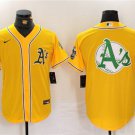 Men's Oakland Athletics Yellow Team Big Logo Cool Stitched Baseball Jersey