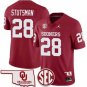 Men's Oklahoma Sooners Danny Stutsman Red 2024 SEC Patch Stitched Jersey