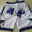 Men's Orlando Magic Stitched Basketball Striped Zipper Pockets Shorts White Pinstripe