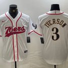 Men's Philadelphia 76ers Allen Iverson White With Patch Cool Base Jersey