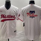 Men's Philadelphia Phillies Big Logo Blank White Pinstripe Cool Baseball Jersey 2024