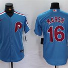Men's Philadelphia Phillies Brandon Marsh Blue Cool Base Stitched Jersey