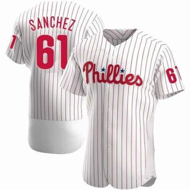 Men's Philadelphia Phillies Cristopher Sanchez White Flex Base Stitched Jersey