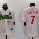 Men's Philadelphia Phillies Trea Turner White Green Cool Base Stitched Jerseys
