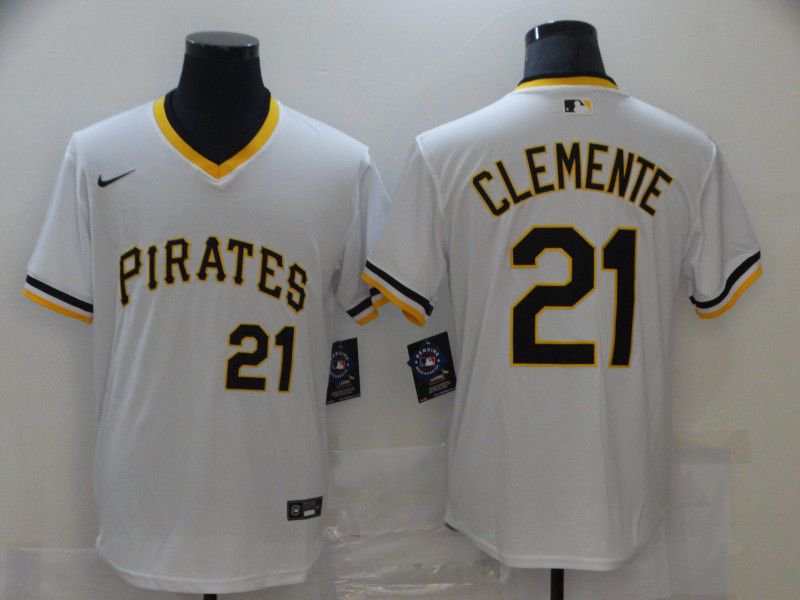 Men's Pittsburgh Pirates Roberto Clemente White Cooperstown Throwback Jersey