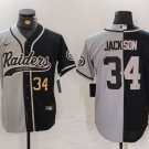 Men's Raiders Bo Jackson Grey Split Two Tone  Cool Baseball Jersey