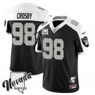 Men's Raiders Maxx Crosby Black 2023 F.U.S.E Nevada Silver Stat With 3-Star C Patch Jersey