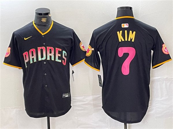 Men's San Diego Padres Ha-Seong Kim Black Cool Base Stitched Baseball Jersey