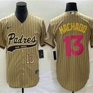 Men's San Diego Padres Manny Machado Number Tan Pinstripe 2023 City Connect Jersey