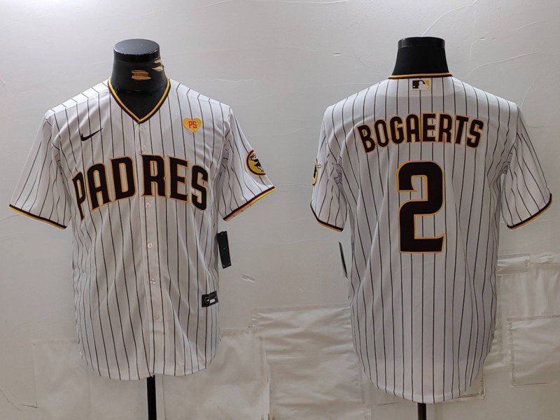 Men's San Diego Padres Xander Bogaerts White With PS Patch Cool Base Stitched Jersey